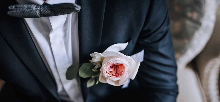 Close-up of a groom on his wedding day